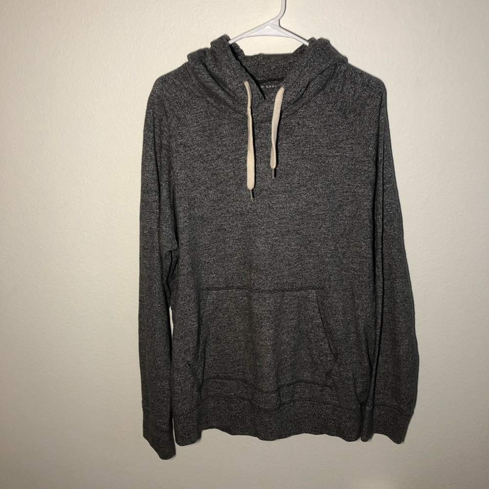 Mens American Eagle Gray Drawstring Hoodie Size Large